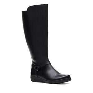 Clarks | Women's NEW Cheyn Lindiews Black Leather Knee High Boots, Size 5M